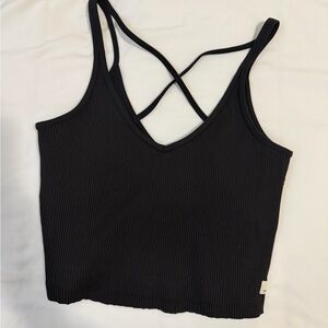 Vuori Black Ribbed Tank Top